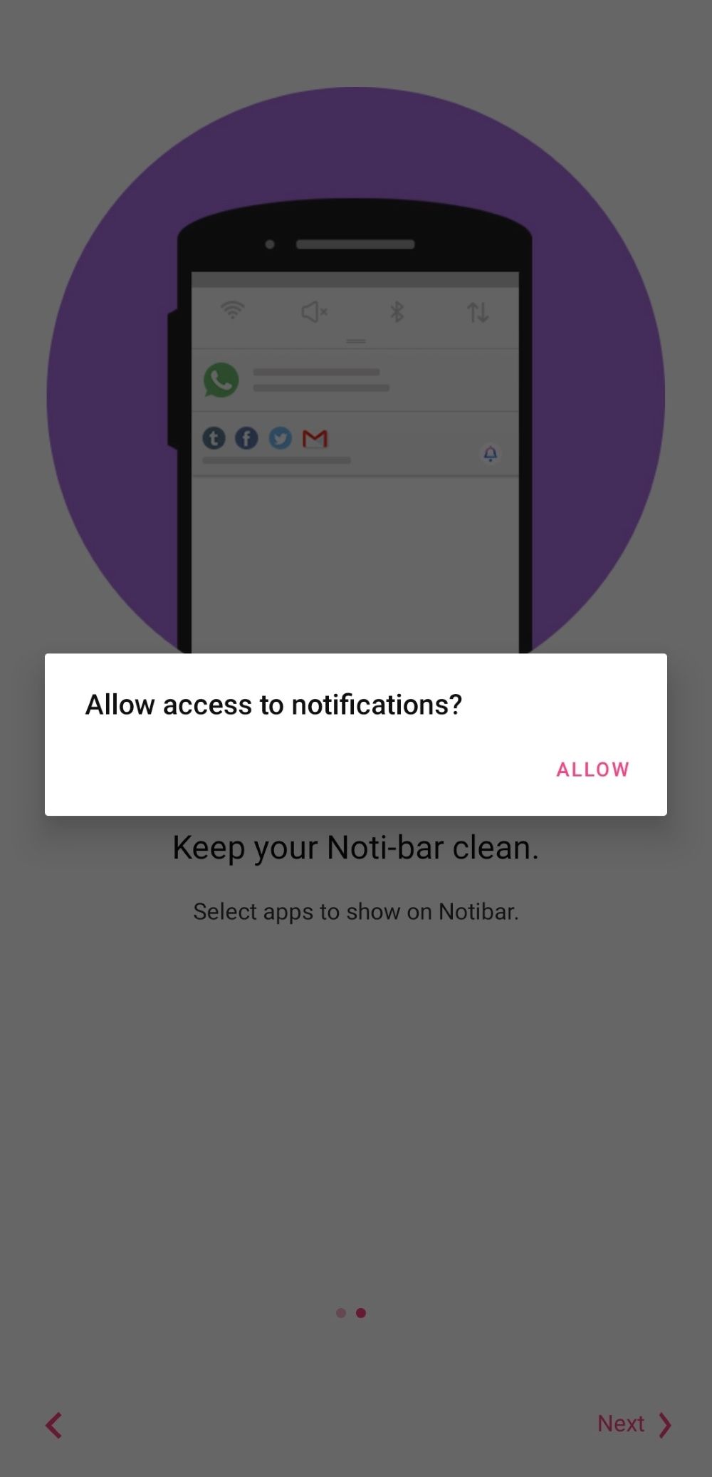Allow Notisave to access notifications.