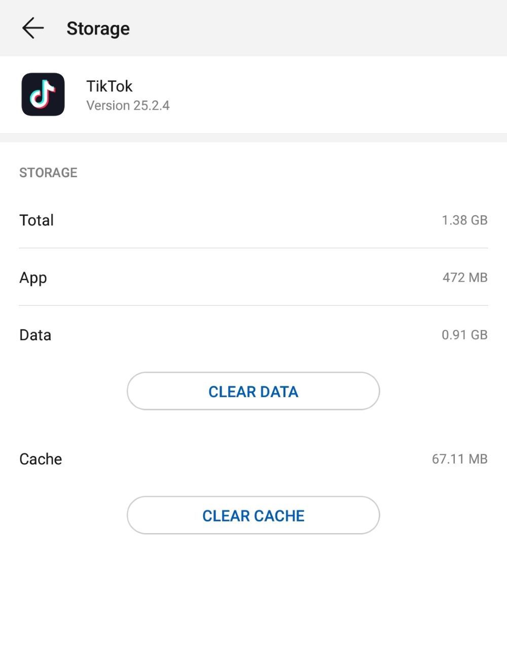 Clear TikTok data on an Android device