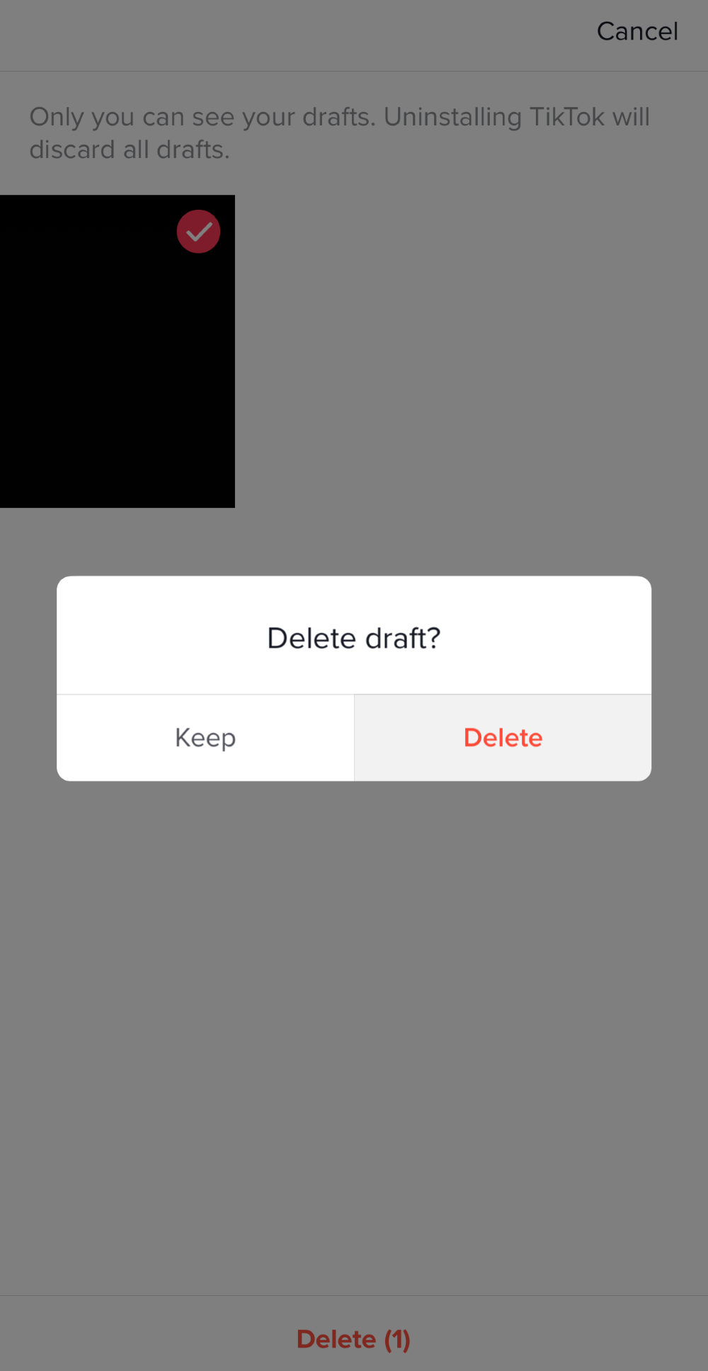 Choose all those drafts you wish to remove, then tap on "Delete"