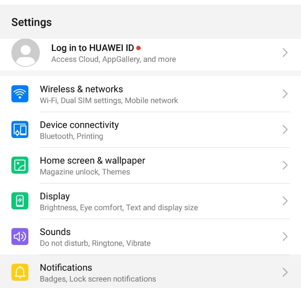 Choose “Notifications” from your Android phone's Settings