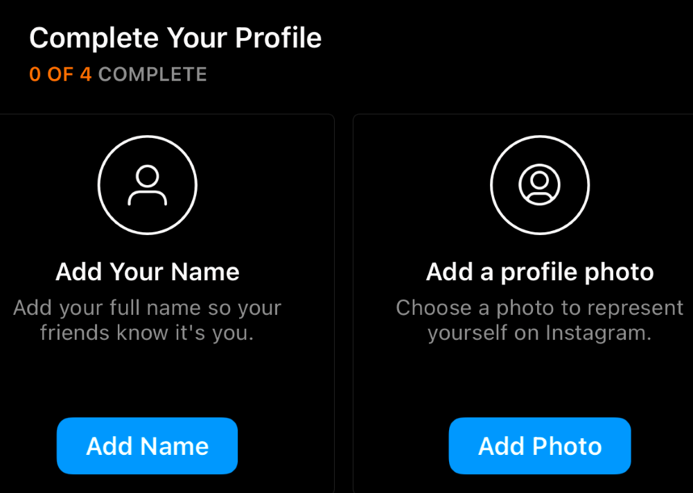 Complete Your Profile: Add Your Name, Add a profile photo